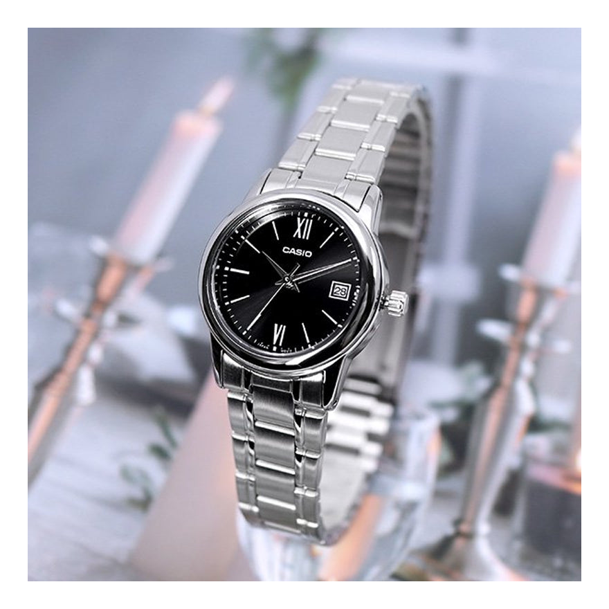 CASIO Waterproof Stainless Steel Strap Black Analog LTP-V002D-1B3