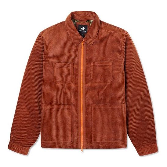 Converse Retro Solid Color Corduroy Jacket Red Brown 10021951-A02