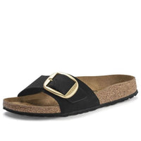 Birkenstock Madrid Big Buckle Nubuck Leather Narrow Fit Sandals 'Black' 1023373