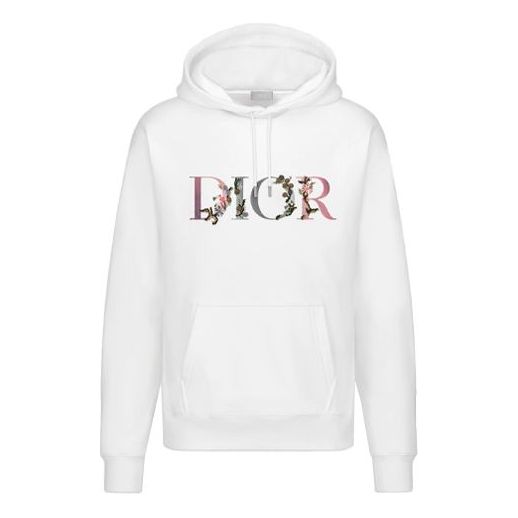 DIOR Flowers Floral Logo Embroidered Printed Loose Hooded Sweatshirt For Men Black 113J688A0531-C084