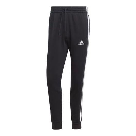 adidas Essentials Fleece 3-Stripes Tapered Cuff Joggers 'Black White' IB4030