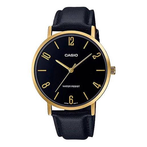 CASIO Quartz Waterproof Mens Black Analog MTP-VT01GL-1B2
