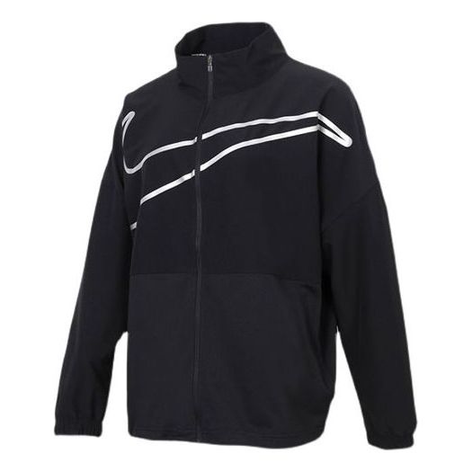 (WMNS) Nike Large Woven Stand Collar Training Sports Black Jacket DA0498-010