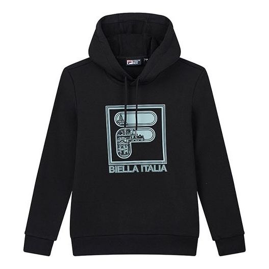 FILA Print Monogrammed Sports Hooded Jumper For Men Black F11M018206G-BK