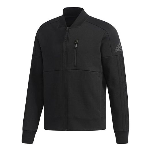 adidas Solid Color Casual Sports Knit Zipper Jacket Black DW4625