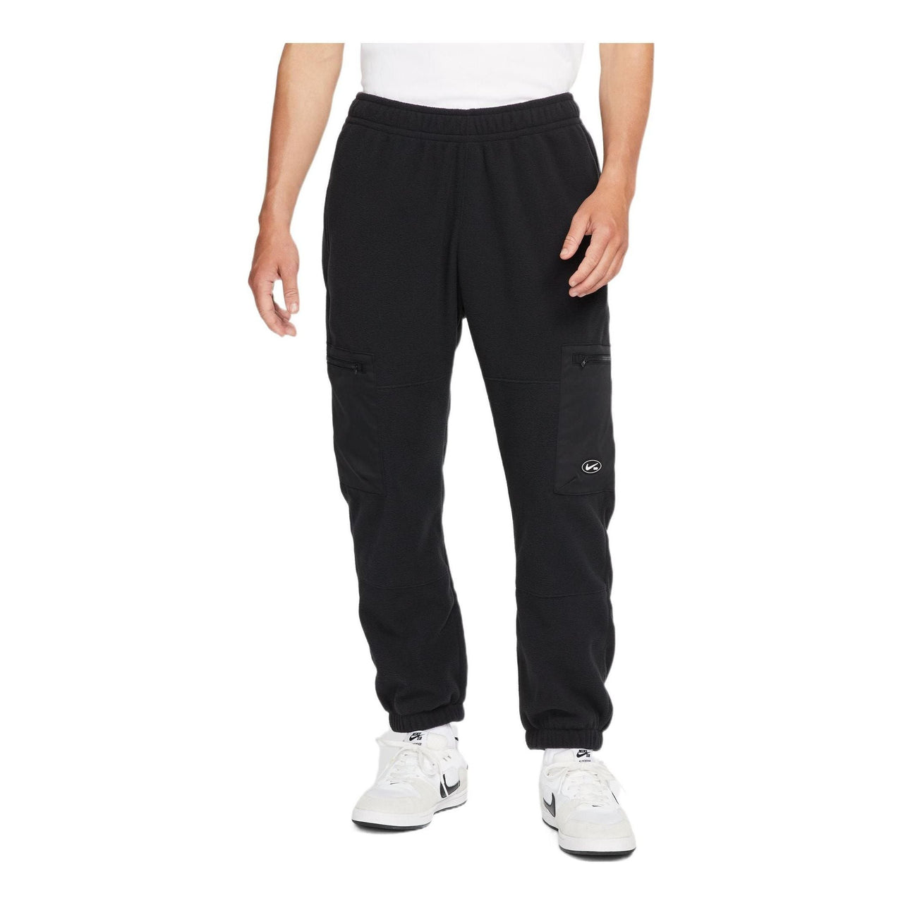 Men's Nike SB Solid Color Lacing Casual Skateboard Polar Fleece Sports Pants/Trousers/Joggers Black DA4196-010