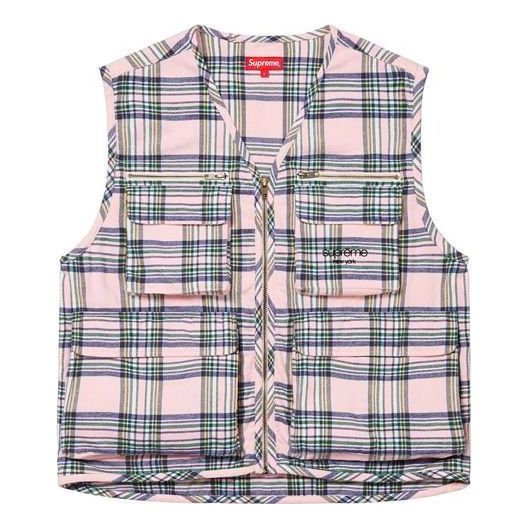 Supreme Tartan Flannel Cargo Vest 'Pink Blue Green' SUP-FW20-307