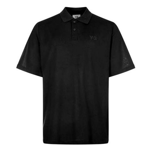 Men's Y-3 Casual Solid Color Cotton Polo Shirt Black FN3355