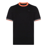 Men's PRADA Contrasting Colors Cotton Round Neck Short Sleeve Black UJN452-1TDW-F0AH9-S-181