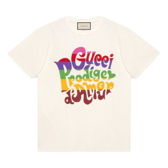 Gucci SS21 Prodige dAmour Printing Round Neck T-Shirt 'Beige' 548334-XJDAM-9095