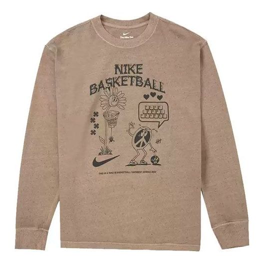 Men's Nike Printing Loose Sports Long Sleeves Brown T-Shirt DN3045-102