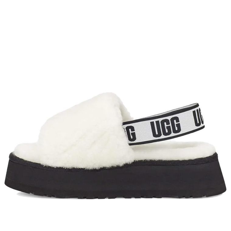 (WMNS) UGG Disco Slide Thick Sole White Slippers 1112258-WHT