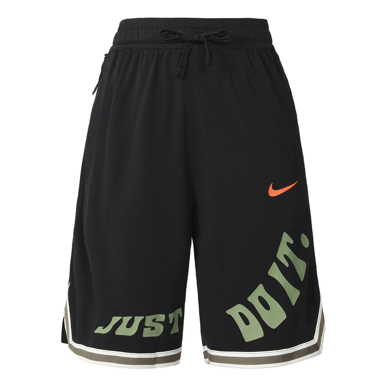 Men's Nike Brand Logo Alphabet Printing Pattern Drawstring Elastic Waistband Basketball Shorts Black DX6138-010
