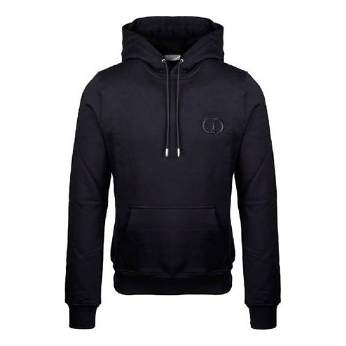 DIOR Plain Letter Cd Logo Cotton Hooded Sweatshirt For Men Black 943J600A0531-989