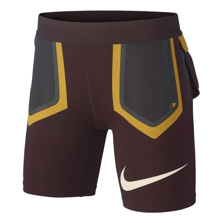 (WMNS) Nike Colorblock Pocket Sports Gym Shorts Brown 'Deep Burgundy Dk Smoke Grey Gold Dart' BQ3245-643