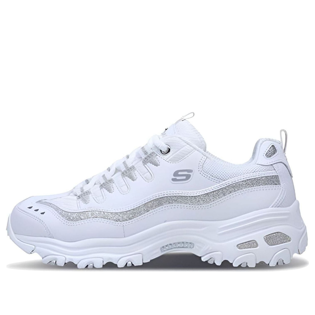 (WMNS) Skechers D'lites-Now & Then 'White Silver' 11923-WSL