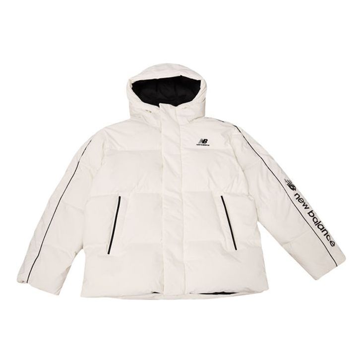 New Balance Casual Hooded Puffer Jacket 'White Black' NPA4E111-IV