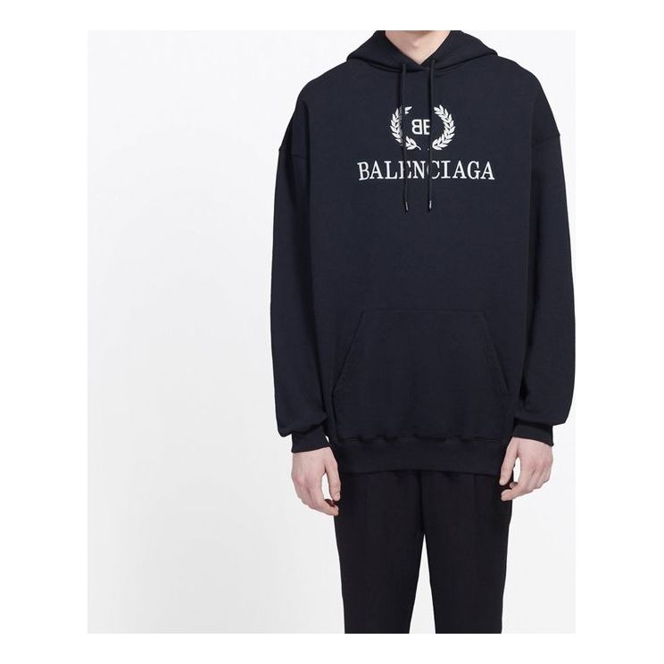 Men's Balenciaga BB Chest Logo Printing Black 556143TDV521000