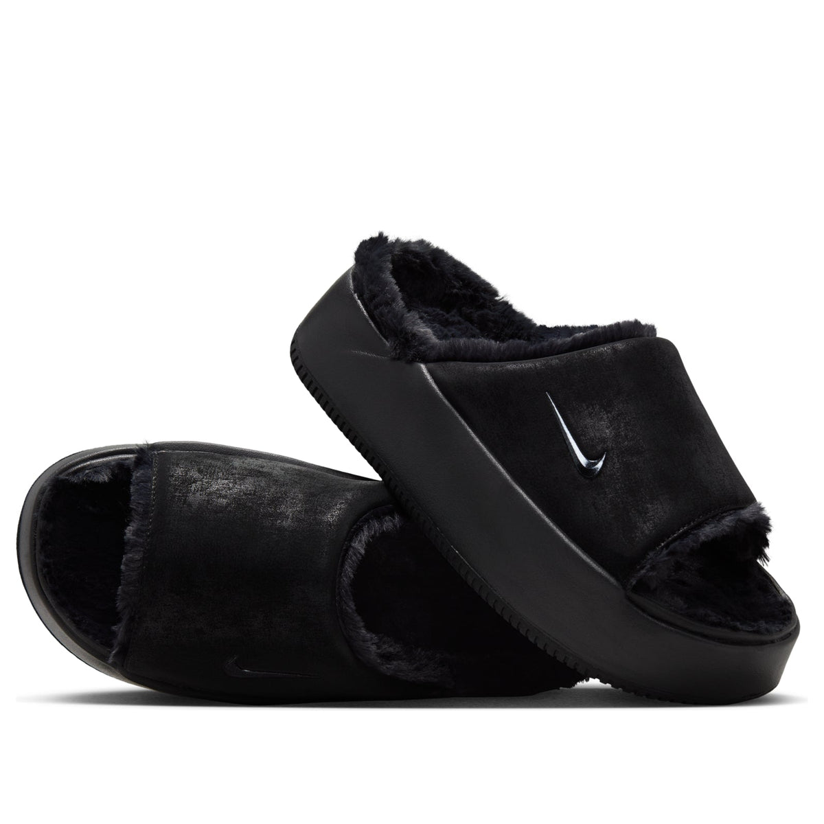 (WMNS) Nike Calm Elevation Fur Slides 'Black' HV8560-001