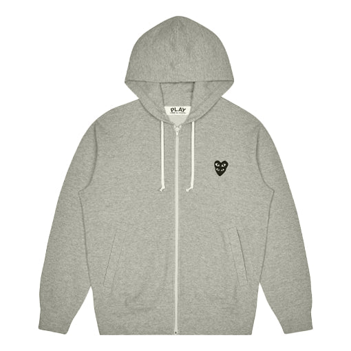 COMME des GARCONS PLAY Zip Hooded Sweatshirt With Black Family Heart 'Grey' AZ-T302-051-1