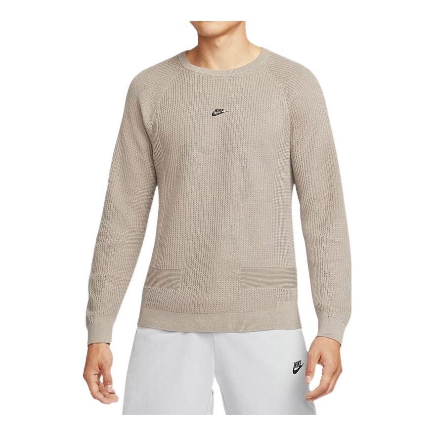Men's Nike Round Neck Long Sleeves Casual Sports Pullover Brown DN3618-087