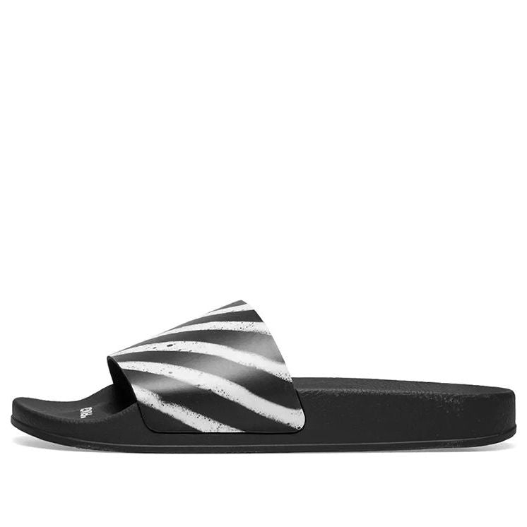 Off-White Spray Stripe Slider 'Black White' OMIA087S19C220371001