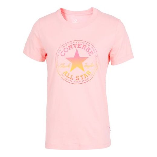 (WMNS) Converse Alphabet Pattern Printing Round Neck Short Sleeve Pink 10017088-A03