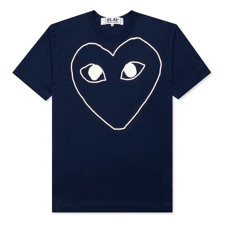 COMME des GARCONS PLAY Heart Shape Printing Short Sleeve 'Navy Blue' AZ-T182-051-1