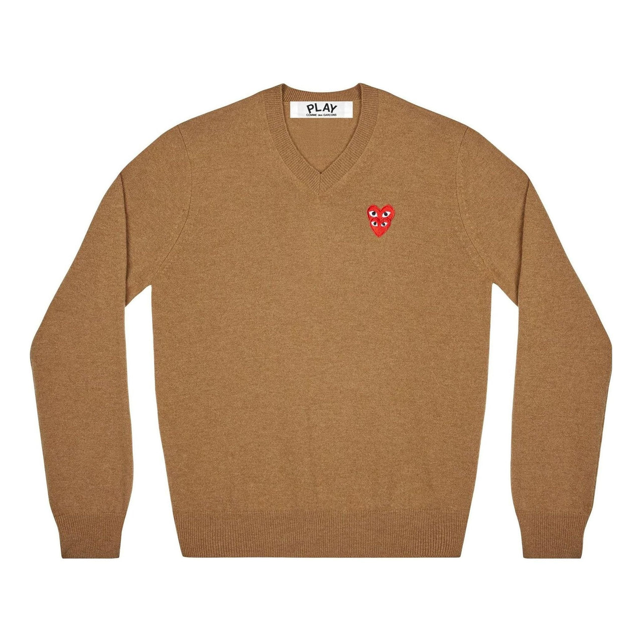 (WMNS) COMME des GARCONS PLAY V-Neck Pullover Red Emblem 'Brown' AZ-N073-051-3