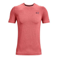 Men's Under Armour Rush Seamless Training Sports Round Neck Short Sleeve Red 1361130-690