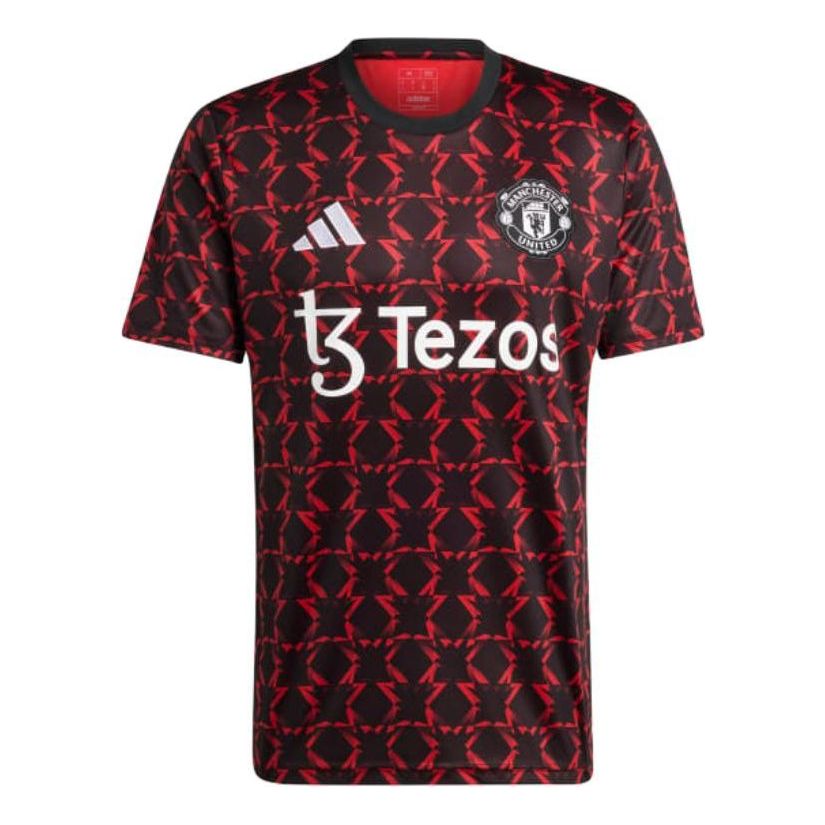 adidas Manchester United Pre-Match Soccer Jersey Asia Sizing 'Black Red' IT1996