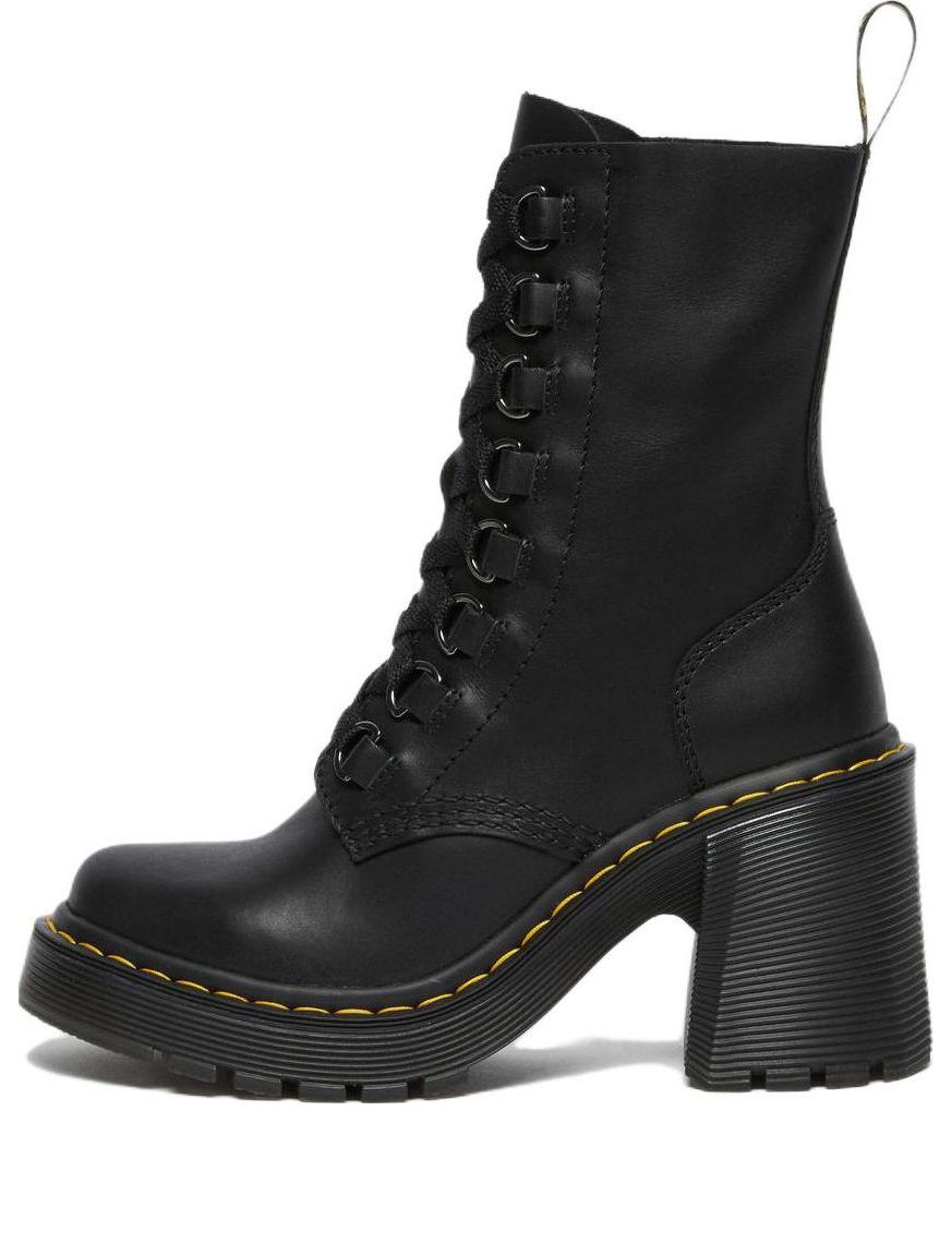(WMNS) Dr.Martens Chesney Leather Flared Heel Lace Up Boots 'Black' 26701001