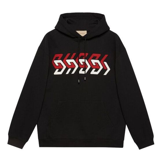 GUCCI Jersey Hoodie with Gucci Mirror Print 'Black' 681210-XJDV3-1152