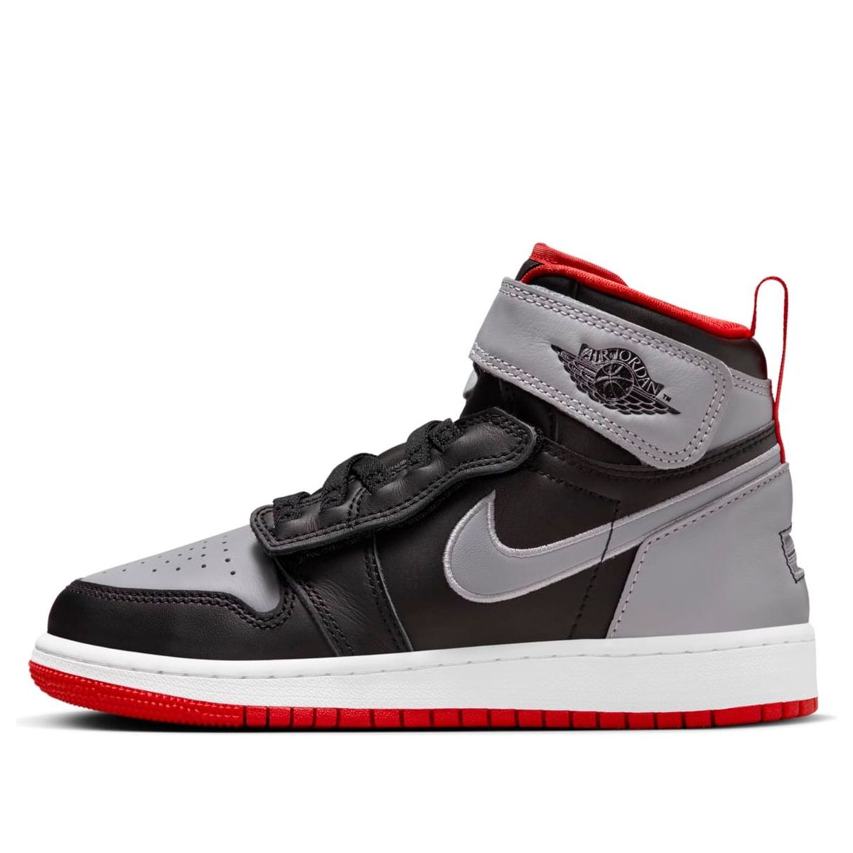 (GS) Air Jordan 1 Hi FlyEase 'Black Cement Grey Red' DC7986-010