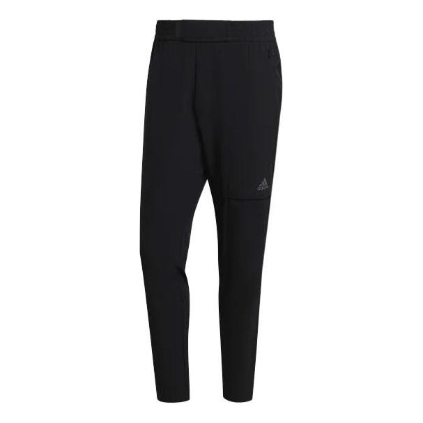 Men's adidas Solid Color Logo Printing Elastic Waistband Straight Sports Pants/Trousers/Joggers Black HI5388