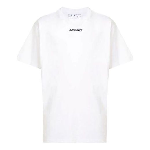 Men's Off-White Logo Graffiti Round Neck Pullover Short Sleeve Loose Fit White T-Shirt 0MAA038E20JER0070110