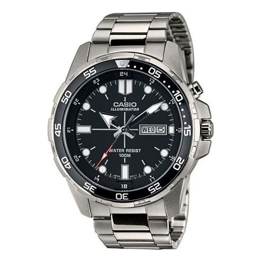 CASIO Stainless Steel Strap Unisex Mens Black Analog MTD-1079D-1A