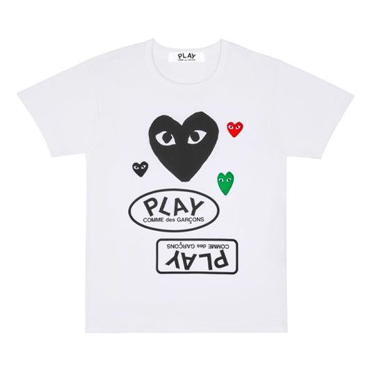 COMME des GARCONS PLAY Multi Heart T-Shirt 'White Black' AZ-T282-051-1