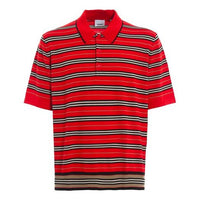 Burberry FW21 Stripe Wool Knit Polo Male Red 80092231
