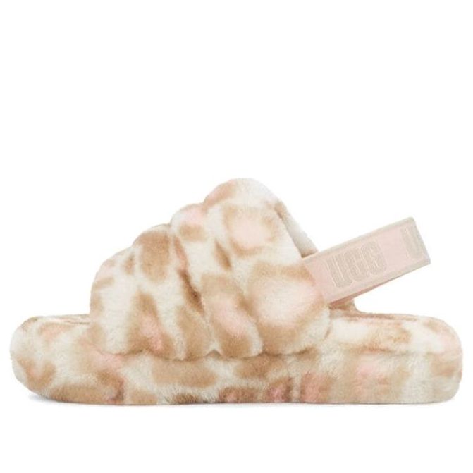 (PS) UGG Fluff Yeah Slide Panther Print Slipper 'White' 1123640K-WHT