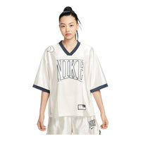 (WMNS) Nike Sportswear Street Oversized Graphic Jersey Top Asia Sizing 'Sail Armoury Navy' HJ0281-133