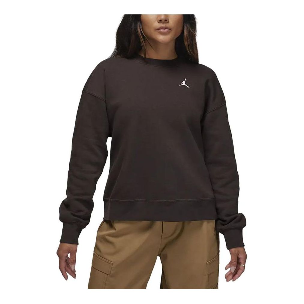 (WMNS) Air Jordan Brooklyn Fleece Crewneck Sweatshirt Asia Sizing 'Brown' FN4492-220