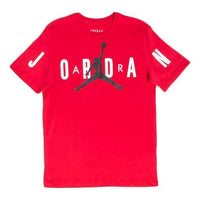 Air Jordan Mj DNA Stretched Logo Printing Short Sleeve Red CZ1880-687