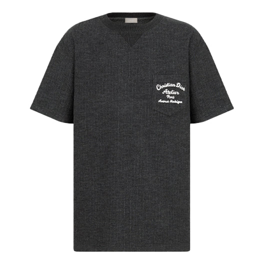 Men's DIOR SS22 Alphabet Printing Round Neck Short Sleeve Gray T-Shirt 213J637A0739-C870