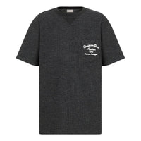 Men's DIOR SS22 Alphabet Printing Round Neck Short Sleeve Gray T-Shirt 213J637A0739-C870