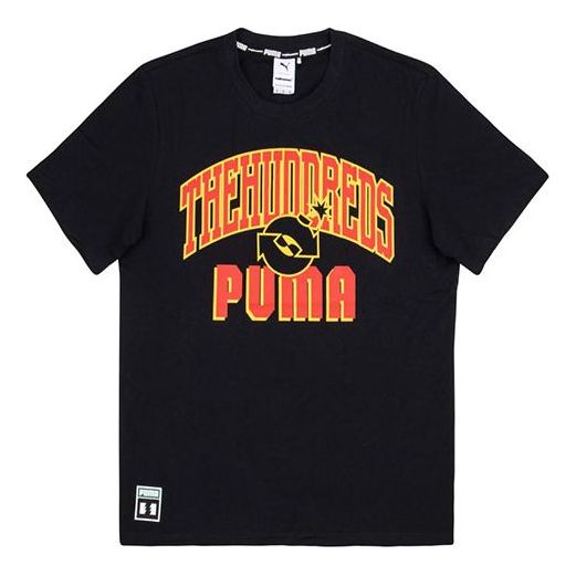 PUMA x The Hundreds Crossover Alphabet Printing Round Neck Pullover Short Sleeve Black 598314-51