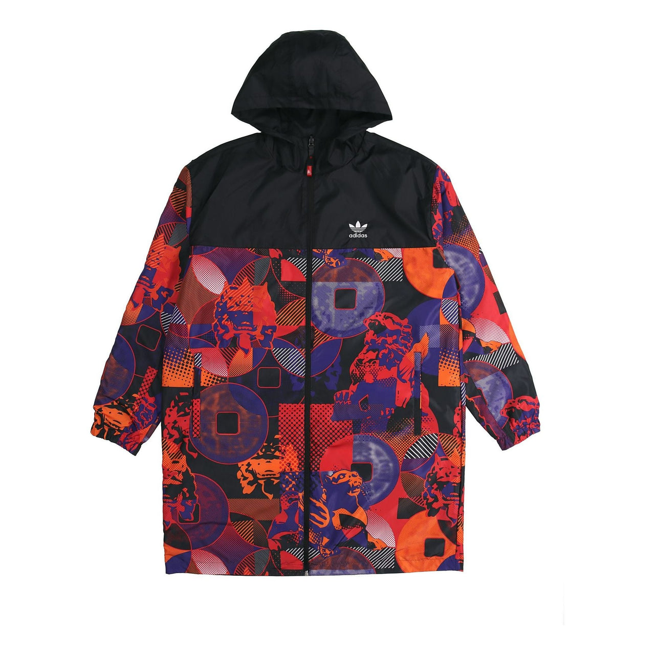 adidas originals Cny Parka Casual hooded Sports reversible mid-length trench coat Jacket Black GN5451