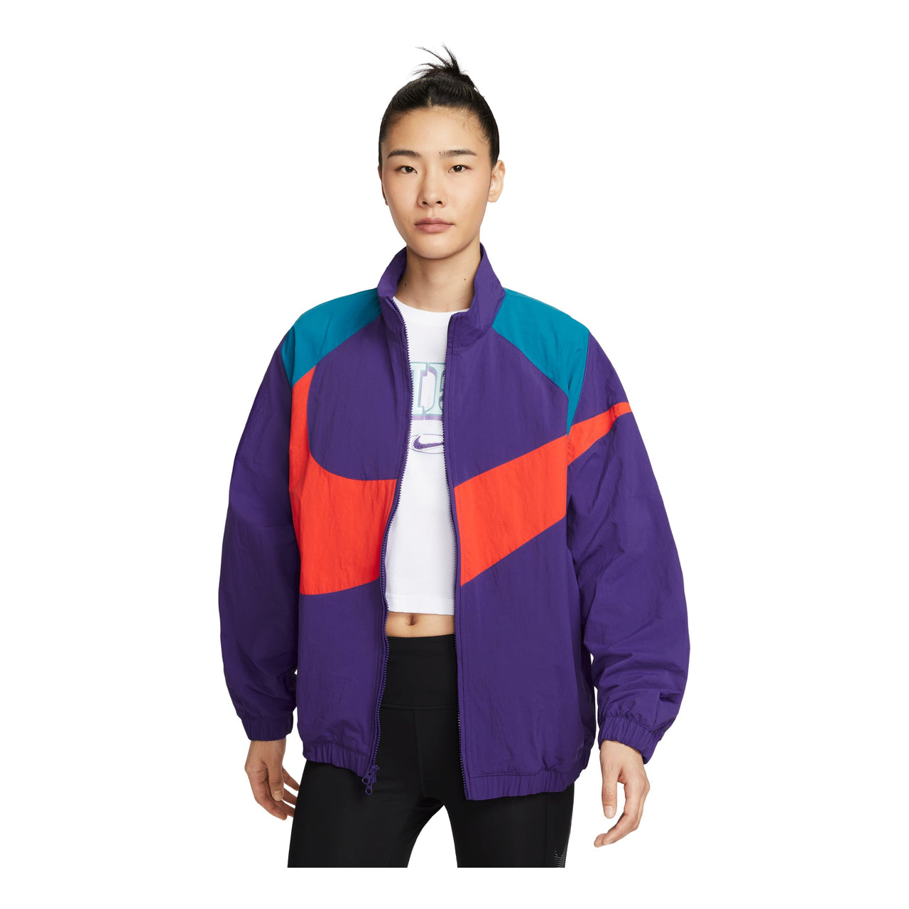(WMNS) Nike Oversized Woven Jacket 'Court Purple Green Abyss Picante Red' HV4108-547