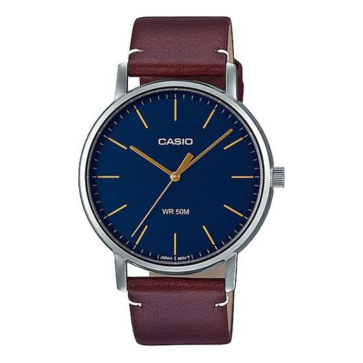 Men's CASIO Business Retro Classic Large waterproof quartz Watch Strap Brown Mens Blue Analog MTP-E171L-2EVDF