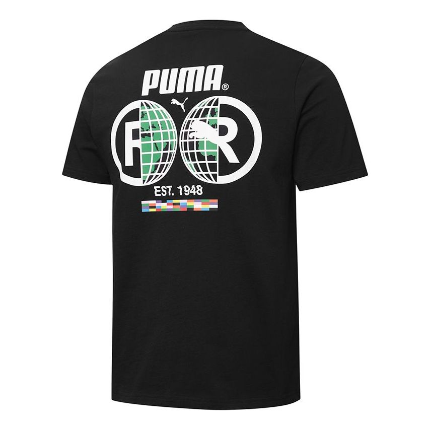 PUMA Intl Tee Subject Printing Round Neck Short Sleeve Black 532274-01